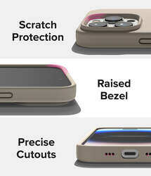 Ringke Silicone Case Compatible with iPhone 14 Pro 6.1 Inch, Lightweight Flexible Scratch Resistant Soft Microfiber Full Body Protective Phone Cover    Designed for Apple iPhone 14 Pro  Pink Sand